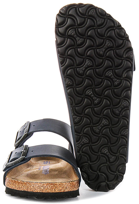Sandali Birkenstock Arizona | pelle vera blu, plantare morbido da uomo e donna, calzata regular