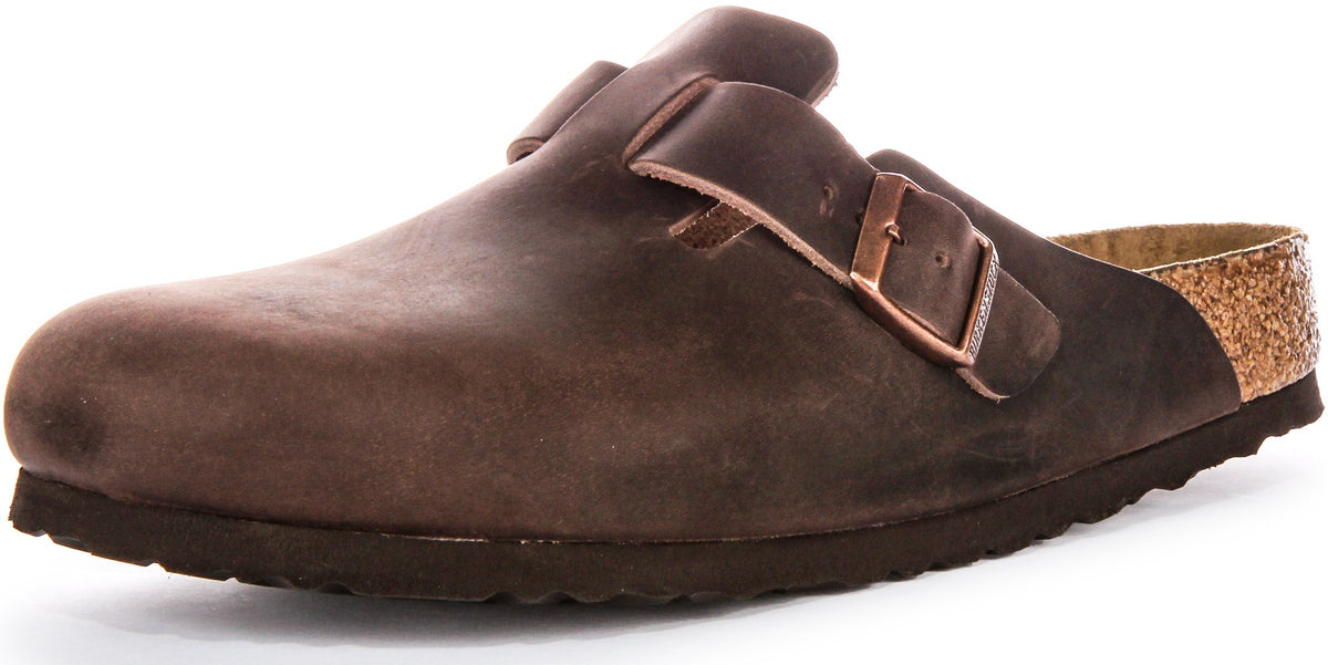 Birkenstock Boston Clogs | Pelle marrone autentica da uomo e donna