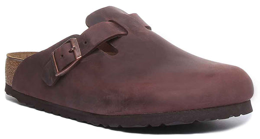 Zoccoli Birkenstock Boston | vera pelle marrone scuro da uomo