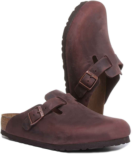 Zoccoli Birkenstock Boston | vera pelle marrone scuro da uomo