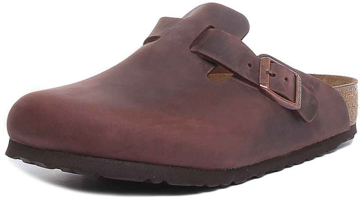 Zoccoli Birkenstock Boston | vera pelle marrone scuro da uomo