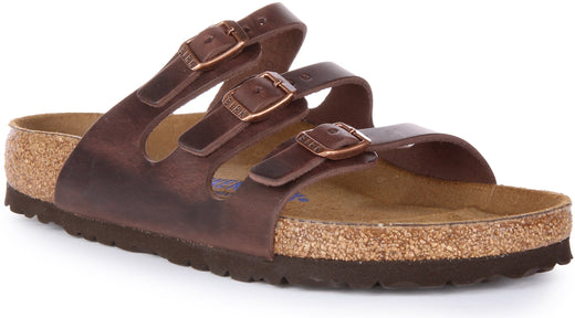 Sandali Birkenstock Florida | Vera pelle marrone scuro per donna