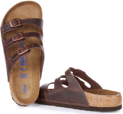 Sandali Birkenstock Florida | Vera pelle marrone scuro per donna