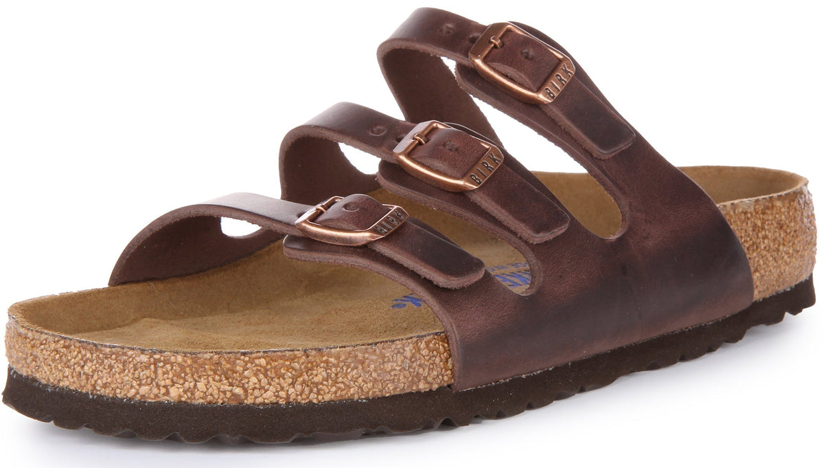 Sandali Birkenstock Florida | Vera pelle marrone scuro per donna