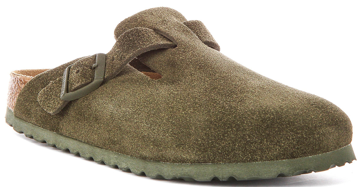 Sabots Boston Birkenstock | Birko-Flor vert foncé pour hommes et femmes - coupe étroite