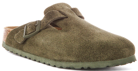Sabots Boston Birkenstock | Birko-Flor vert foncé pour hommes et femmes - coupe étroite