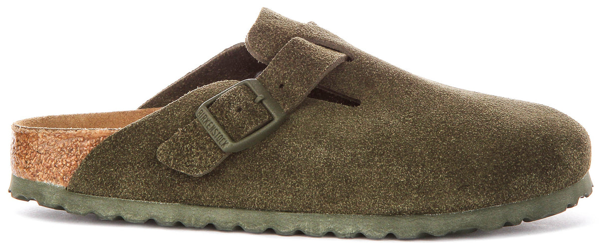 Sabots Boston Birkenstock | Birko-Flor vert foncé pour hommes et femmes - coupe étroite