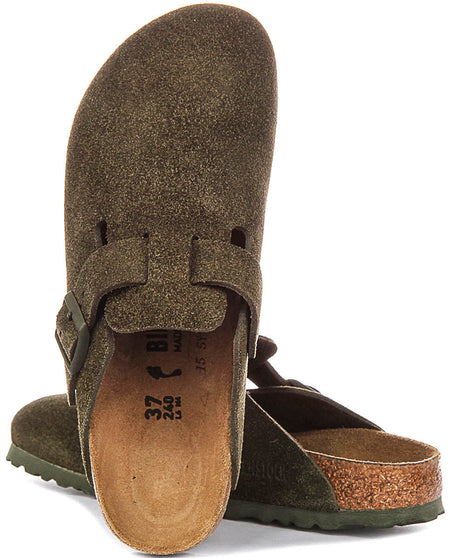 Sabots Boston Birkenstock | Birko-Flor vert foncé pour hommes et femmes - coupe étroite