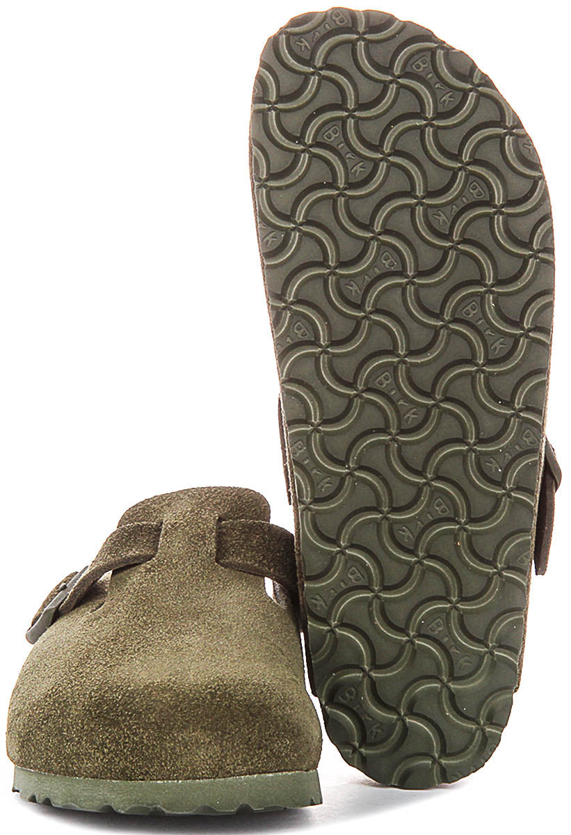 Sabots Boston Birkenstock | Birko-Flor vert foncé pour hommes et femmes - coupe étroite