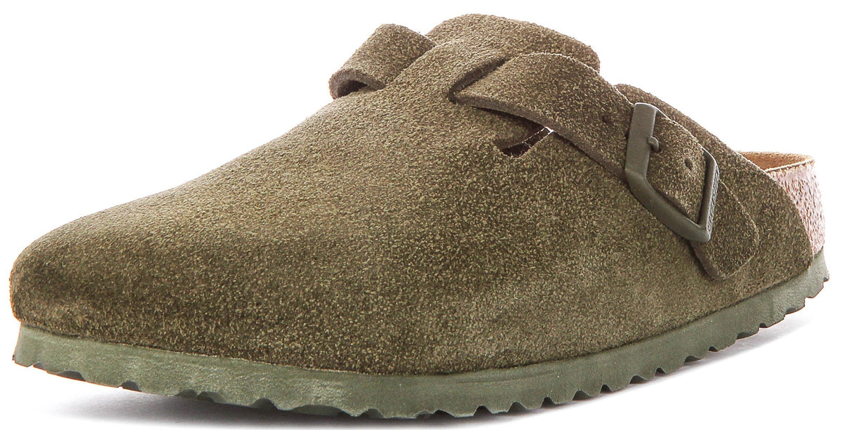 Sabots Boston Birkenstock | Birko-Flor vert foncé pour hommes et femmes - coupe étroite