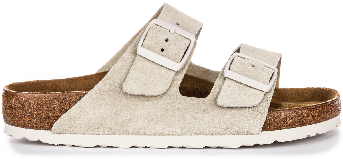 Sandales Birkenstock Arizona | Birko-Flor gris clair pour femme - largeur normale