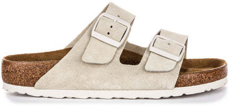 Sandales Birkenstock Arizona | Birko-Flor gris clair pour femme - largeur normale
