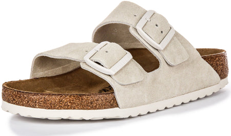 Sandales Birkenstock Arizona | Birko-Flor gris clair pour femme - largeur normale