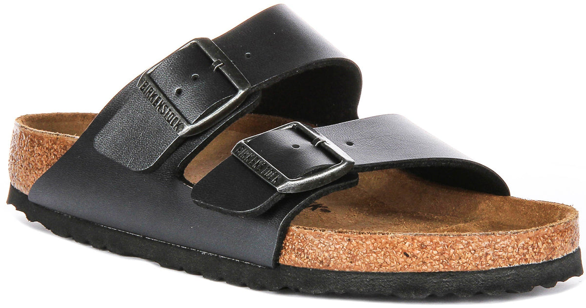 Sandali Birkenstock Arizona | Birko-Flor nero metallizzato - Finitura metallizzata da donna - Calzata regolare