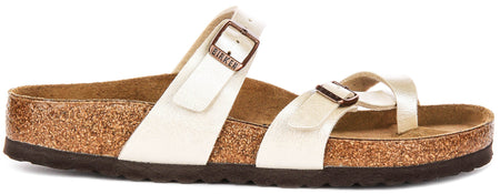 Sandales Birkenstock Mayari | Birko-Flor blanc perle - finition métallisée pour femmes