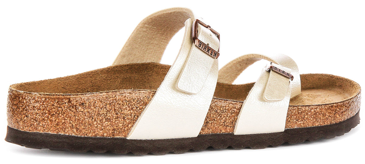 Sandales Birkenstock Mayari | Birko-Flor blanc perle - finition métallisée pour femmes