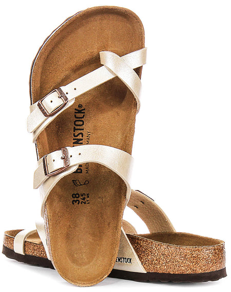 Sandales Birkenstock Mayari | Birko-Flor blanc perle - finition métallisée pour femmes