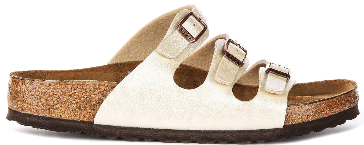 Sandales Birkenstock Florida | Birko-Flor blanc perle pour femme - coupe standard