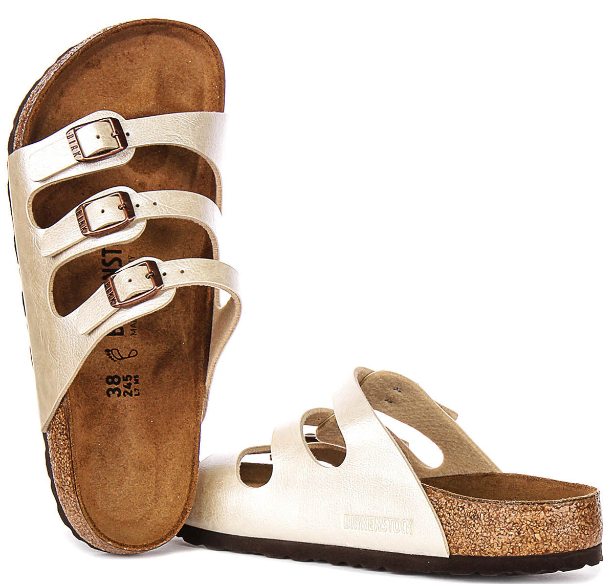 Sandales Birkenstock Florida | Birko-Flor blanc perle pour femme - coupe standard