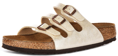 Sandales Birkenstock Florida | Birko-Flor blanc perle pour femme - coupe standard