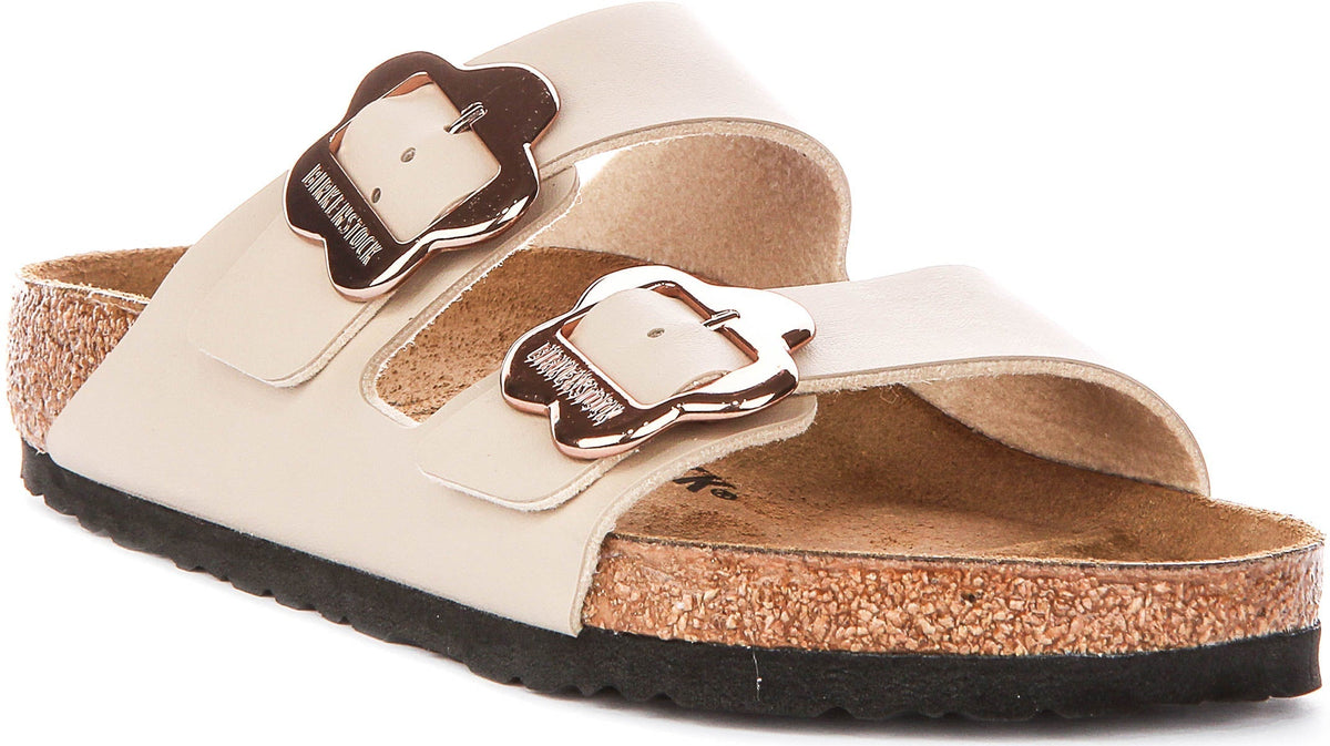 Birkenstock Arizona-sandalen | Zandkleurig Birko-Flor - Bloemenprint voor kinderen - normale pasvorm