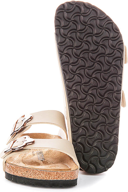 Birkenstock Arizona-sandalen | Zandkleurig Birko-Flor - Bloemenprint voor kinderen - normale pasvorm