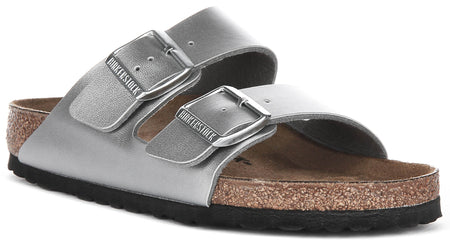 Sandali Birkenstock Arizona | Birko-Flor color argento da donna, calzata regular