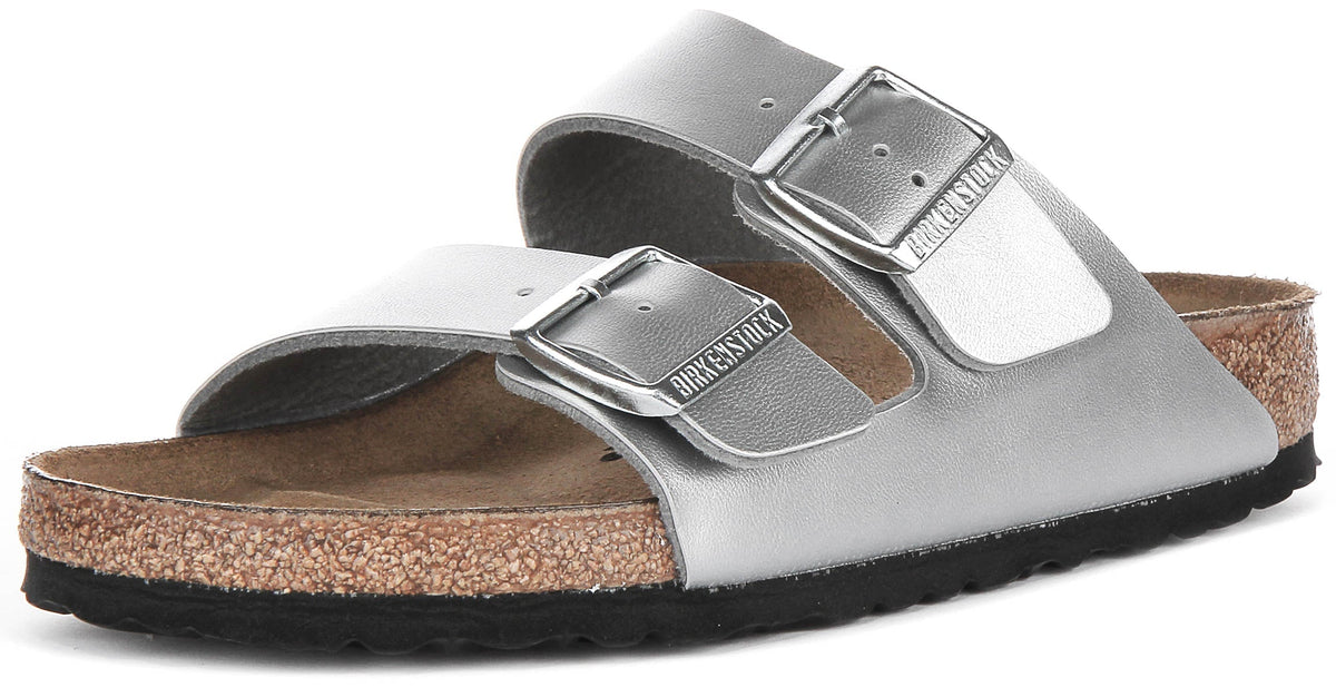 Sandali Birkenstock Arizona | Birko-Flor color argento da donna, calzata regular