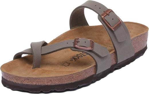 Sandali Birkenstock Mayari | Birko-Flor color pietra - finitura metallizzata da donna