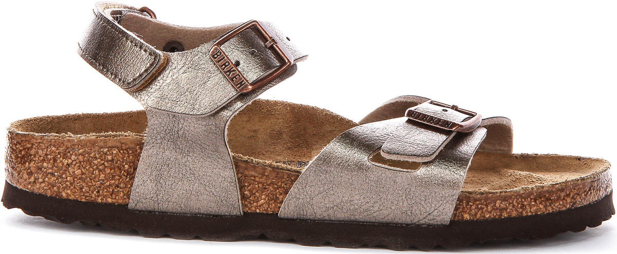 Sandales Birkenstock Rio | Birko-Flor taupe pour enfant - Coupe étroite