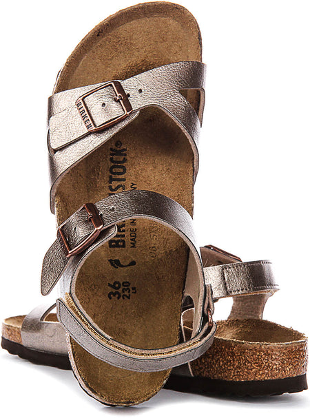 Sandales Birkenstock Rio | Birko-Flor taupe pour enfant - Coupe étroite