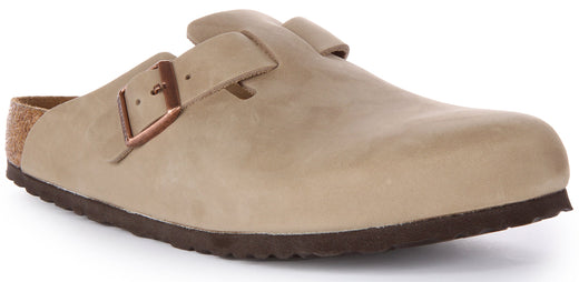 Zoccoli Birkenstock Boston | Pelle autentica color tabacco da donna