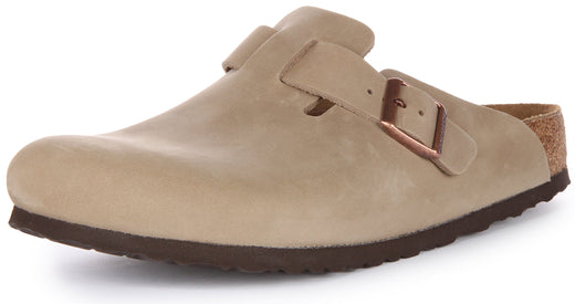 Zoccoli Birkenstock Boston | Pelle autentica color tabacco da donna