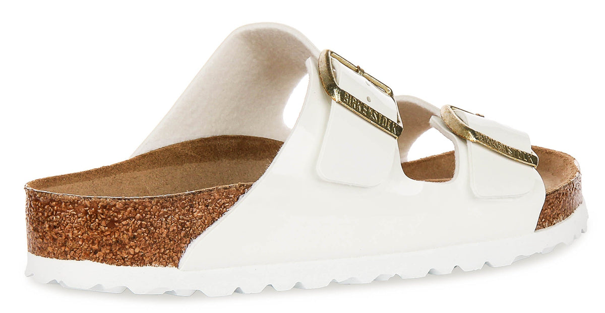 Sandali Birkenstock Arizona | pelle bianca con finitura verniciata da donna - calzata regolare