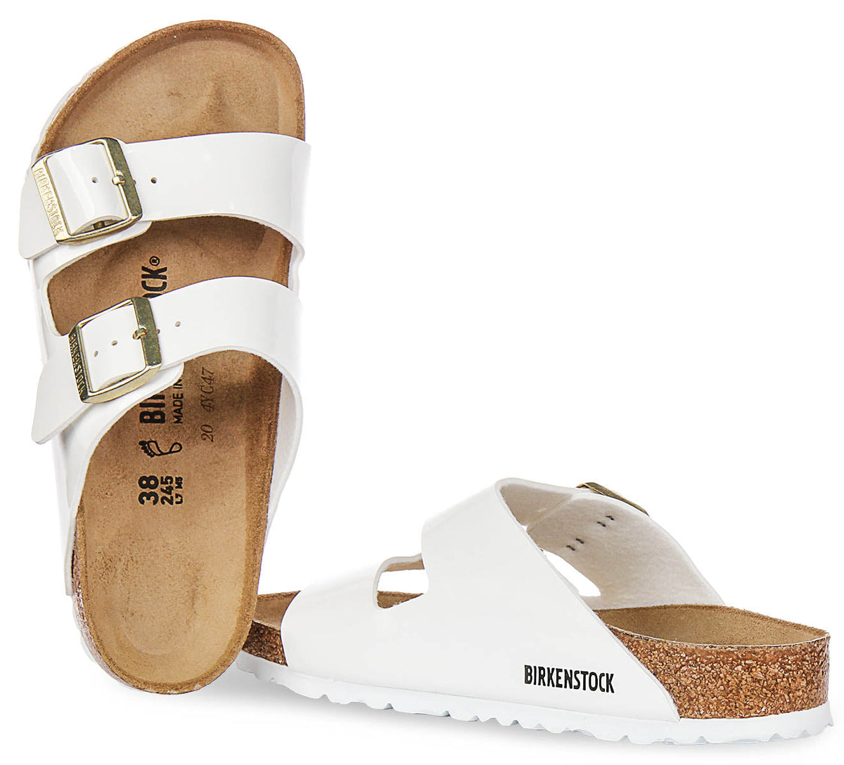 Sandali Birkenstock Arizona | pelle bianca con finitura verniciata da donna - calzata regolare